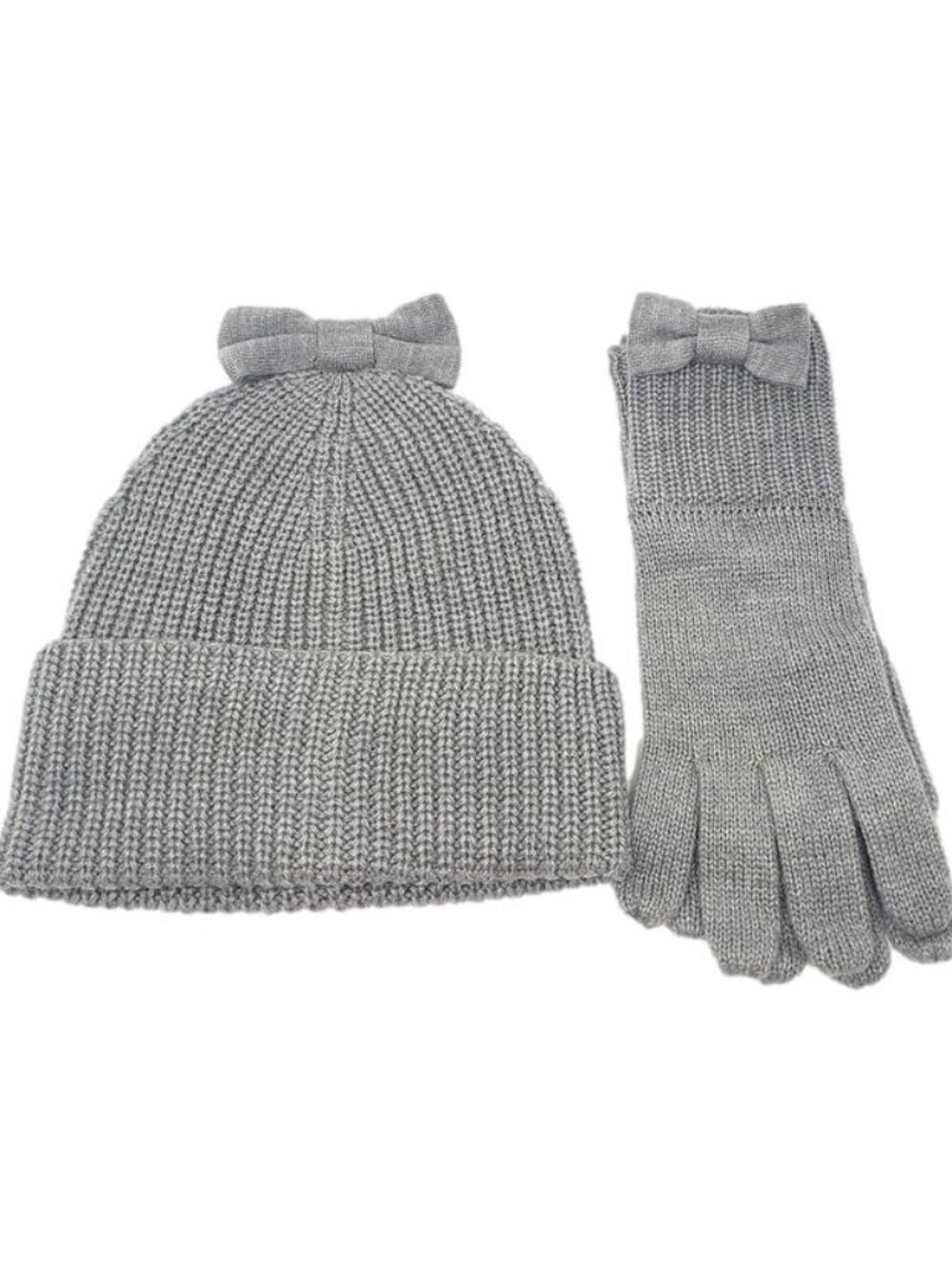 Kate Spade New York Bow Beanie & Gloves Gift Set Heather Gray